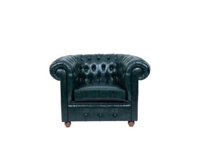 Chesterfield Dunkelgrüner Sessel Lounge Wohnzimmer Fernseh Einsitzer